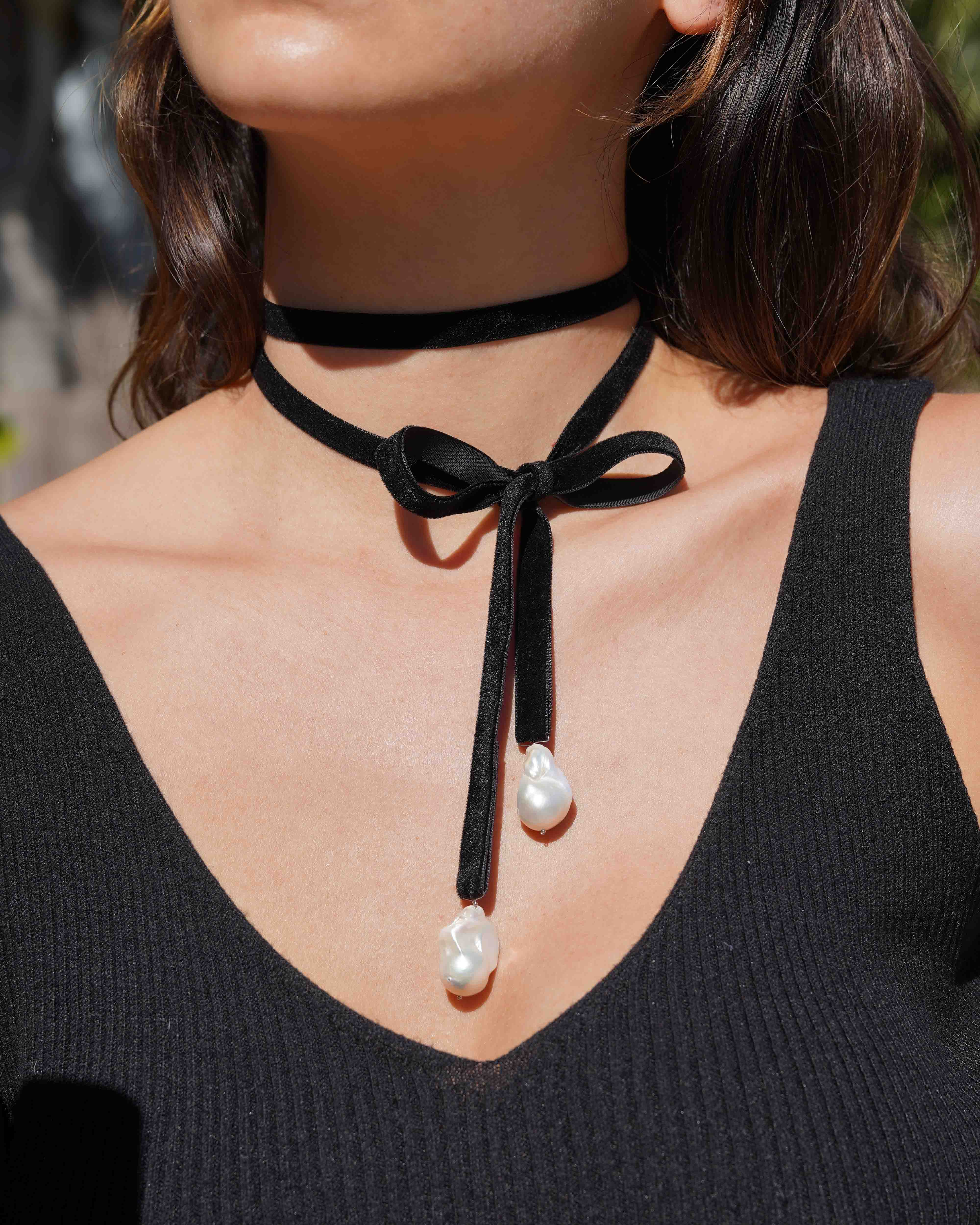 Bolo Bow Pearl Necklace