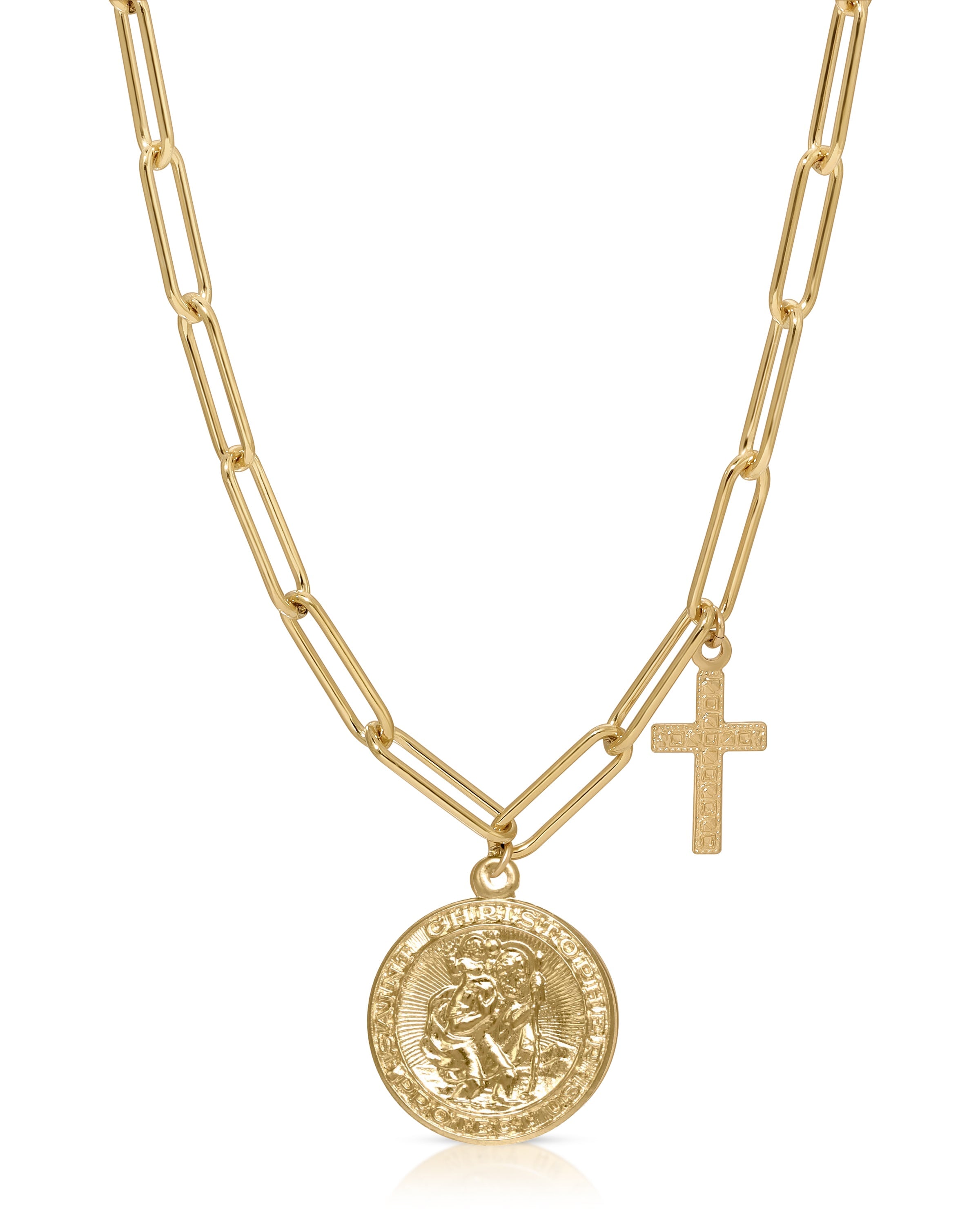 Saint Christopher with Cross Necklace