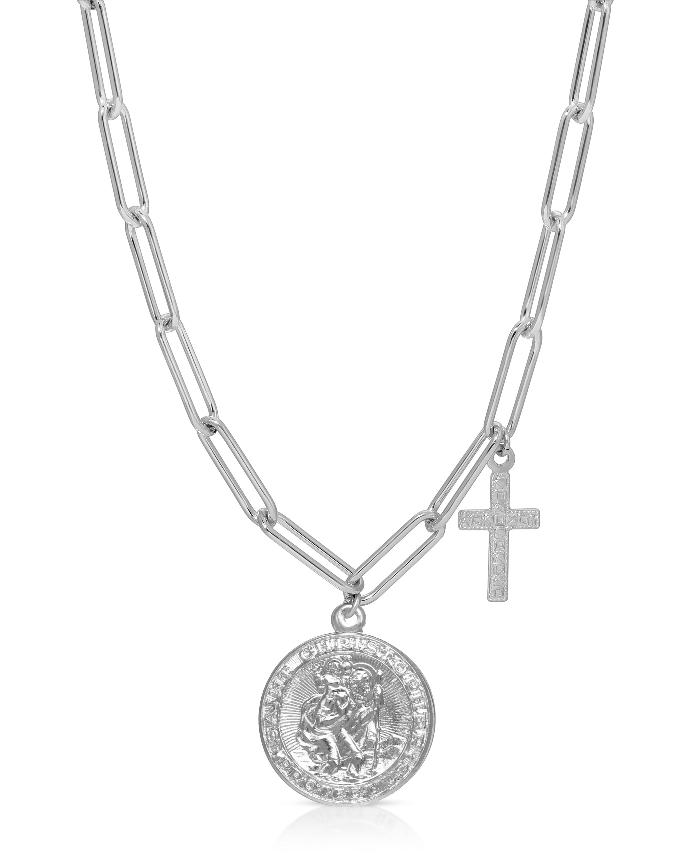 Saint Christopher with Cross Necklace