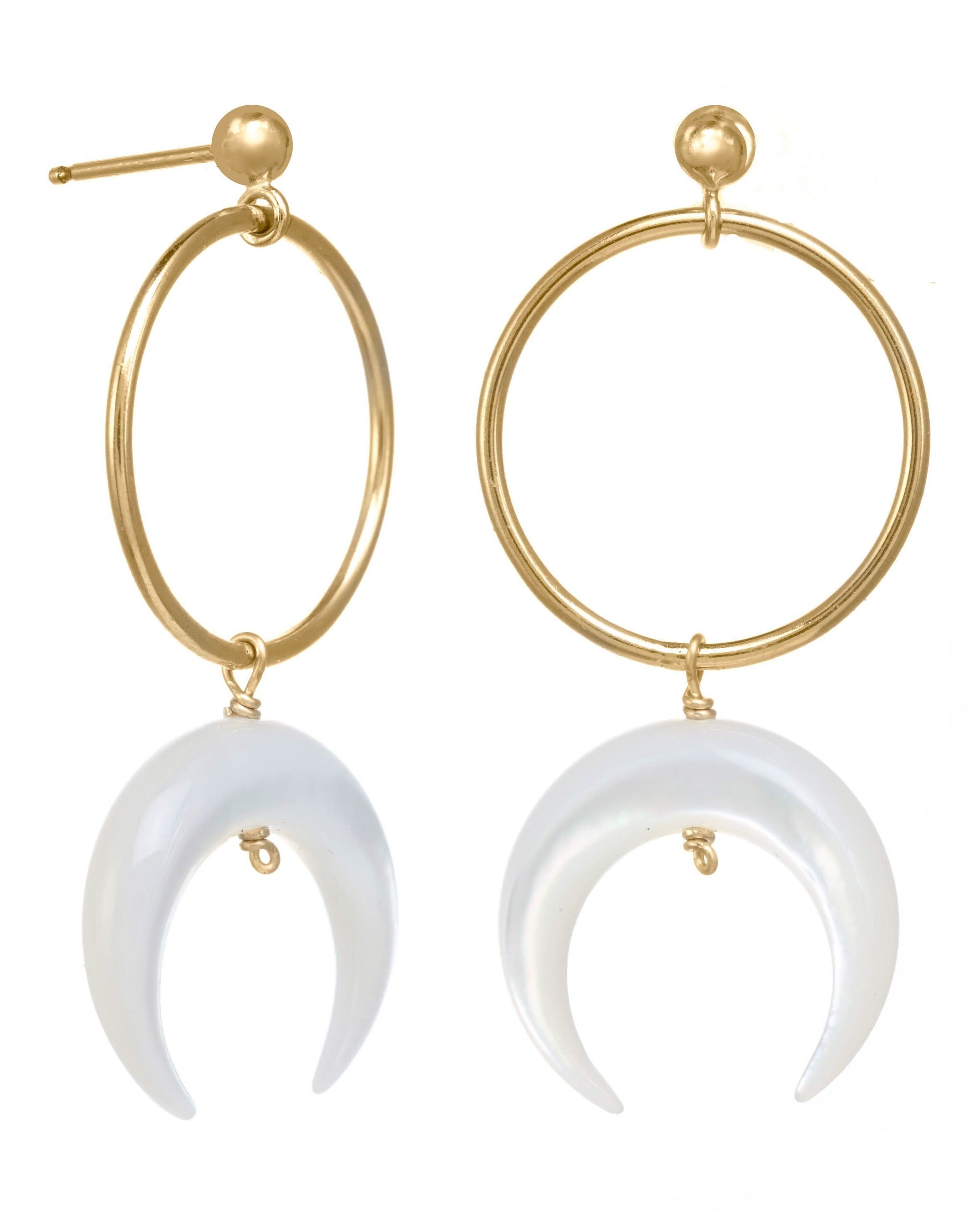 14K solid high quality gold with hand carved pearl earrings