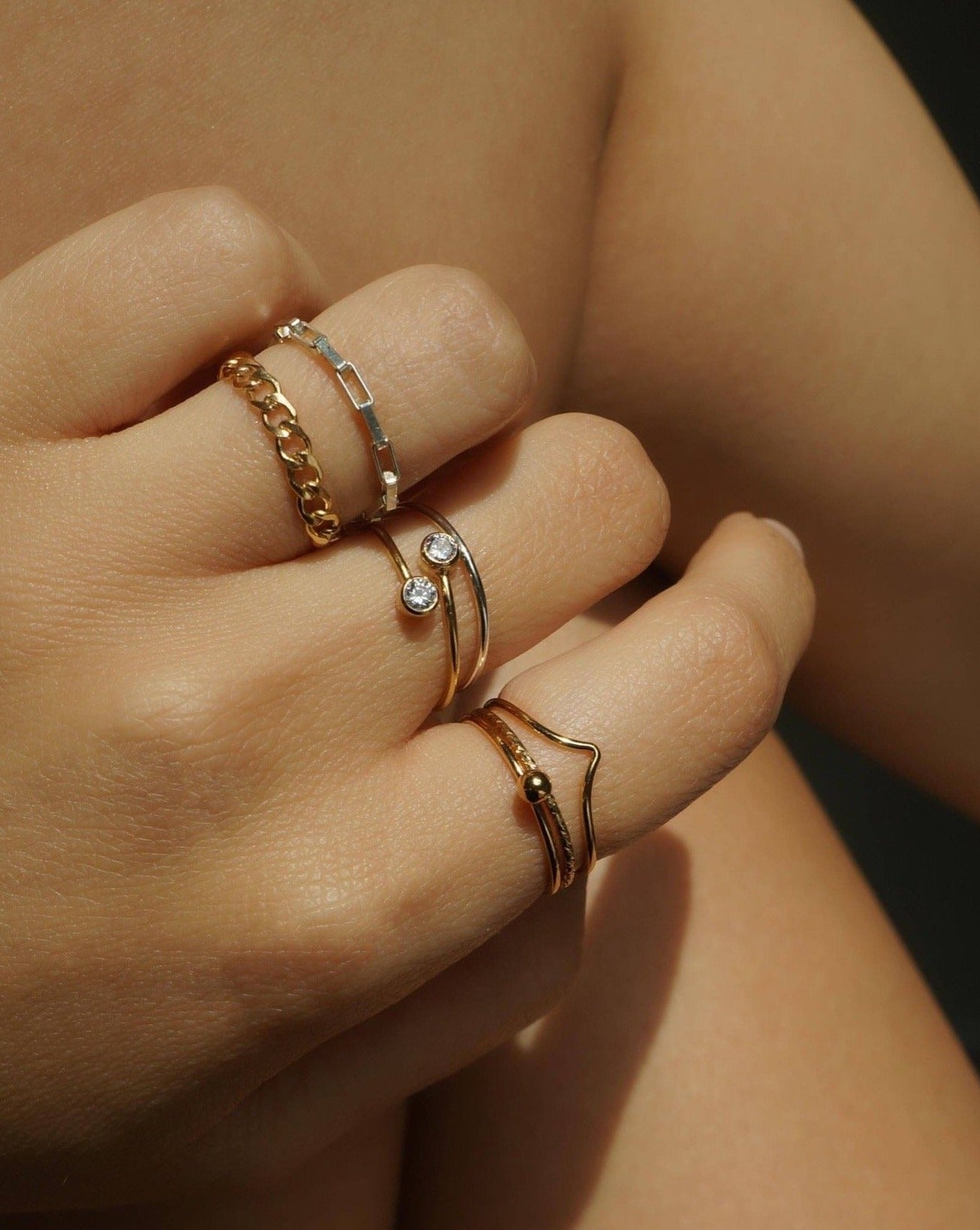 Braided Chain Ring by KOZAKH. A flat Cuban link chain ring crafted in 14K Gold Filled.