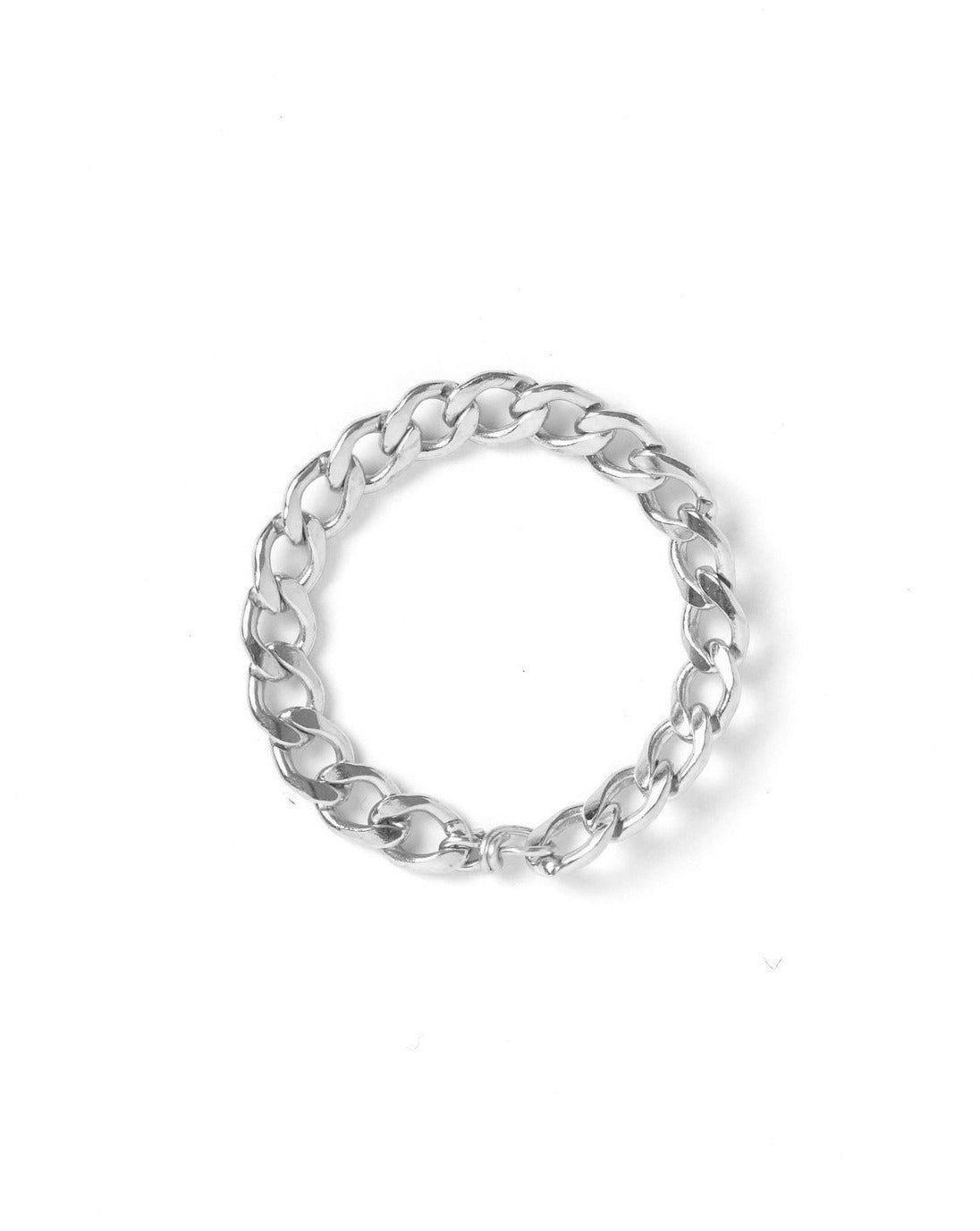 Braided Chain Ring by KOZAKH. A flat Cuban link chain ring crafted in Sterling Silver.